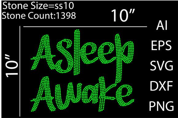 Asleep Awake Rhinestone Templates: Graphics for T-Shirt Design