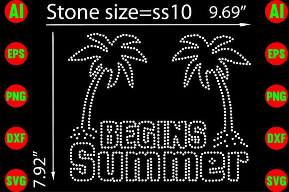 Begins Summer Rhinestone Templates: Graphics & T-Shirt Designs