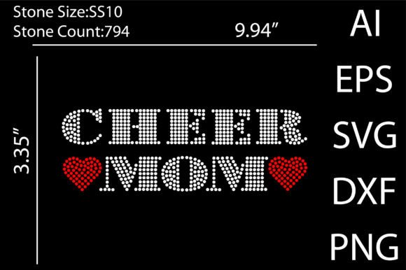 Cheer Mom Rhinestone Templates: Graphics & T-Shirt Designs