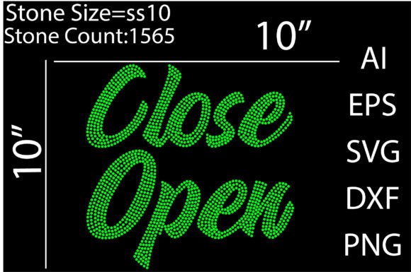 Close Open Rhinestone Templates Graphics for T-Shirt Designs