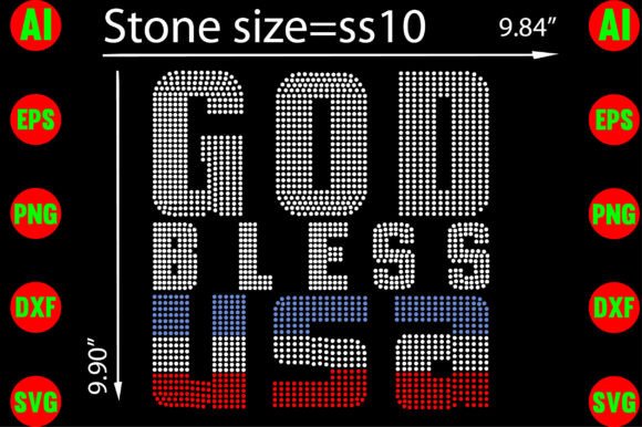 God Bless USA Rhinestone Templates for T-Shirt Graphics