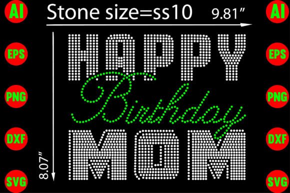 Happy Birthday Mom Rhinestone Templates Graphics