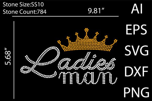 Ladies Man Rhinestone Templates Design: Graphics & T-Shirt Designs