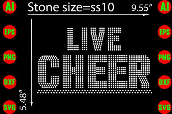 Live Cheer Rhinestone Templates Design: Graphics & T-Shirt Designs