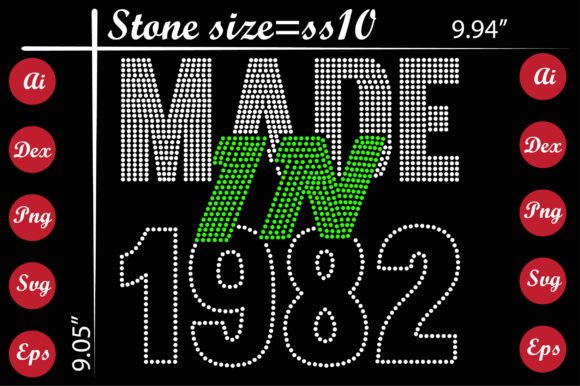Made in 1982 Rhinestone Templates for T-Shirt Graphics