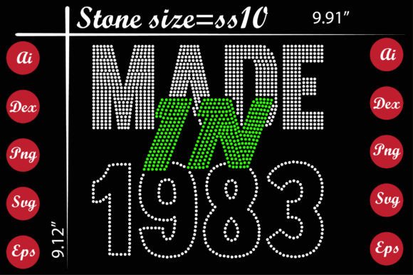 Made in 1983 Rhinestone Templates Design for T-Shirt Graphics