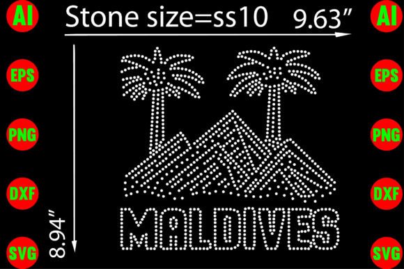Maldives Rhinestone Graphics & T-Shirt Designs