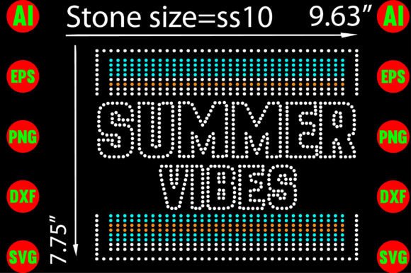 Summer Vibes Rhinestone Templates for T-Shirt Graphics