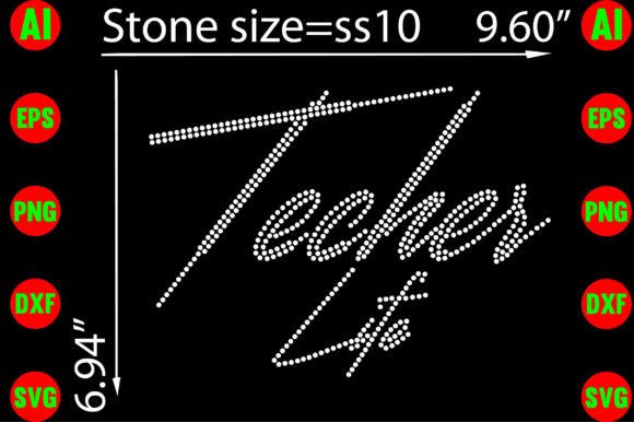 Teacher Life Rhinestone Templates Graphics